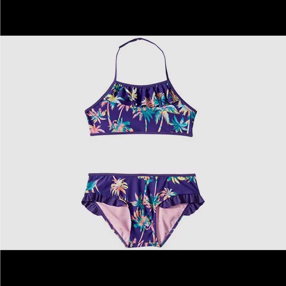 2t Appaman EUC Purple Tropical Palm Tree Print 2 piece Bathing Suit